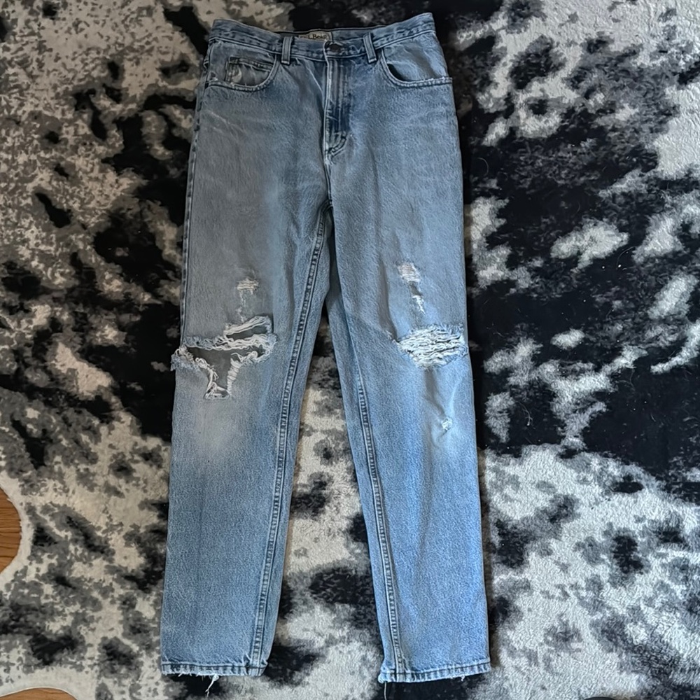 LL Bean Classic Blue Distressed Jeans